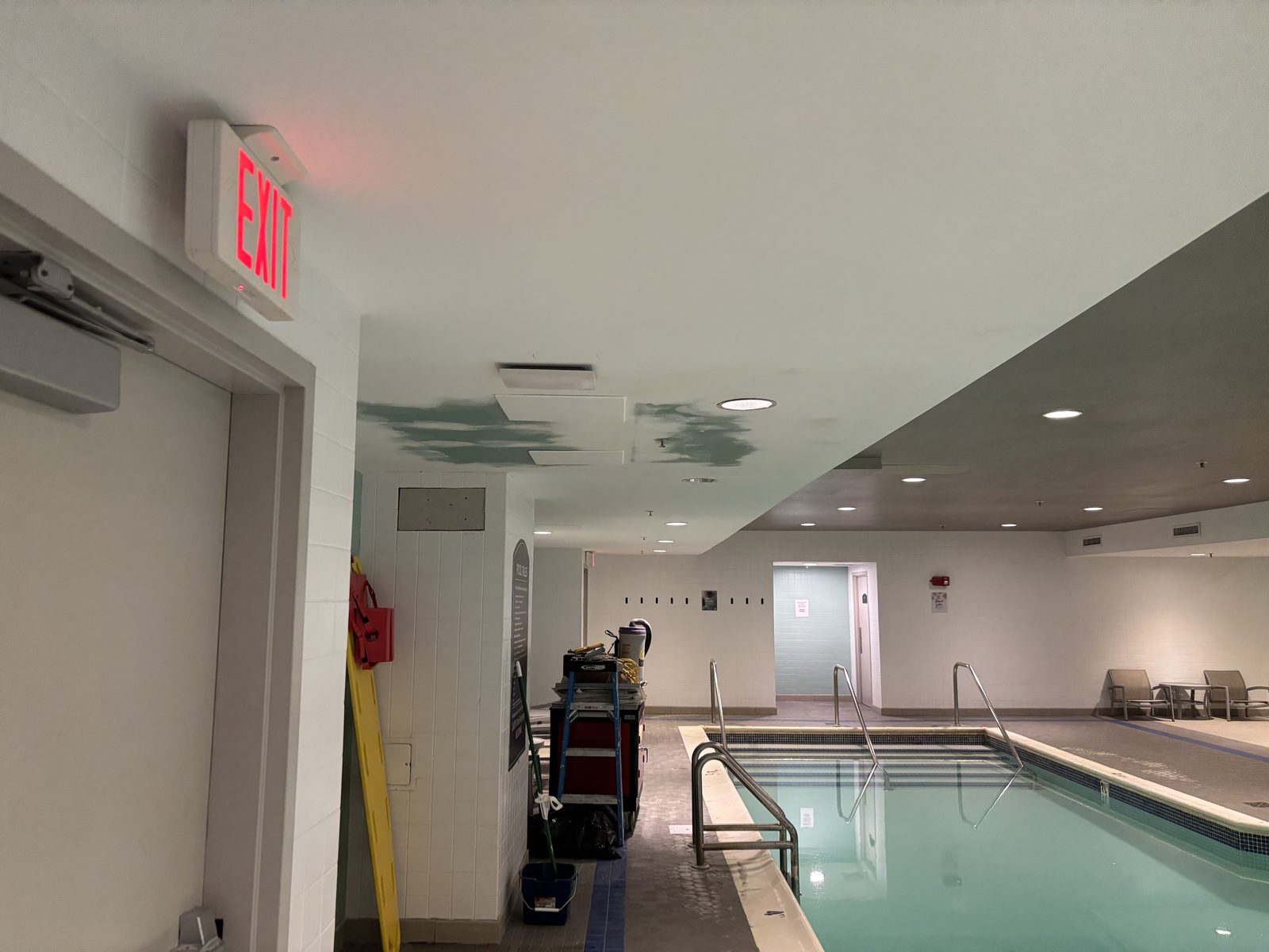 Pool-area ceiling restored and repainted